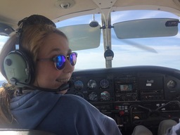 Jordana Doshna in Cockpit of airplane