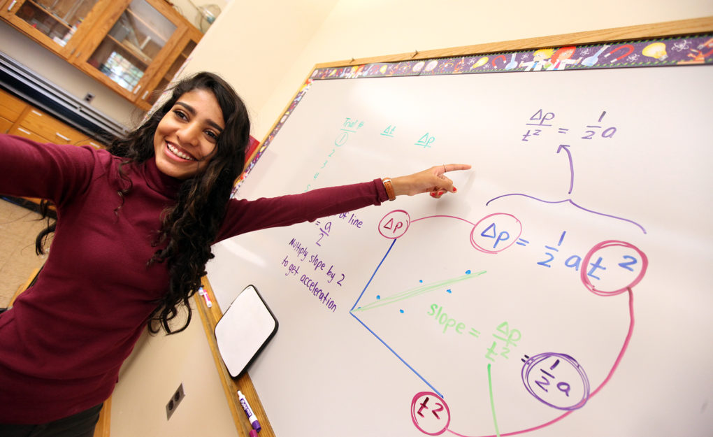 Student at a whiteboard