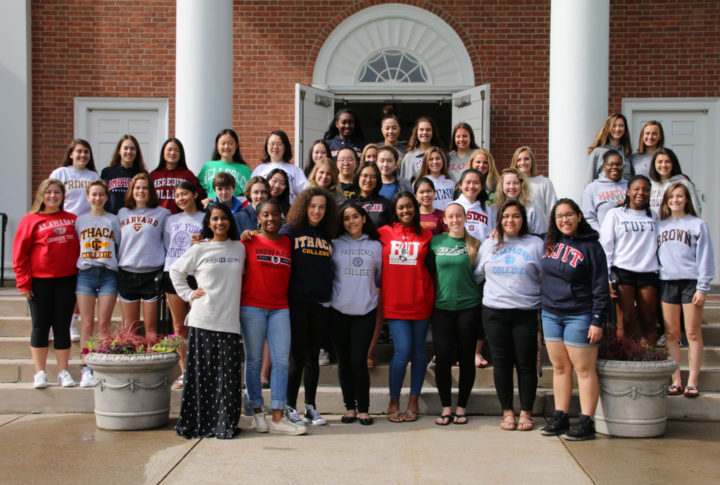 College sweatshirt group photo