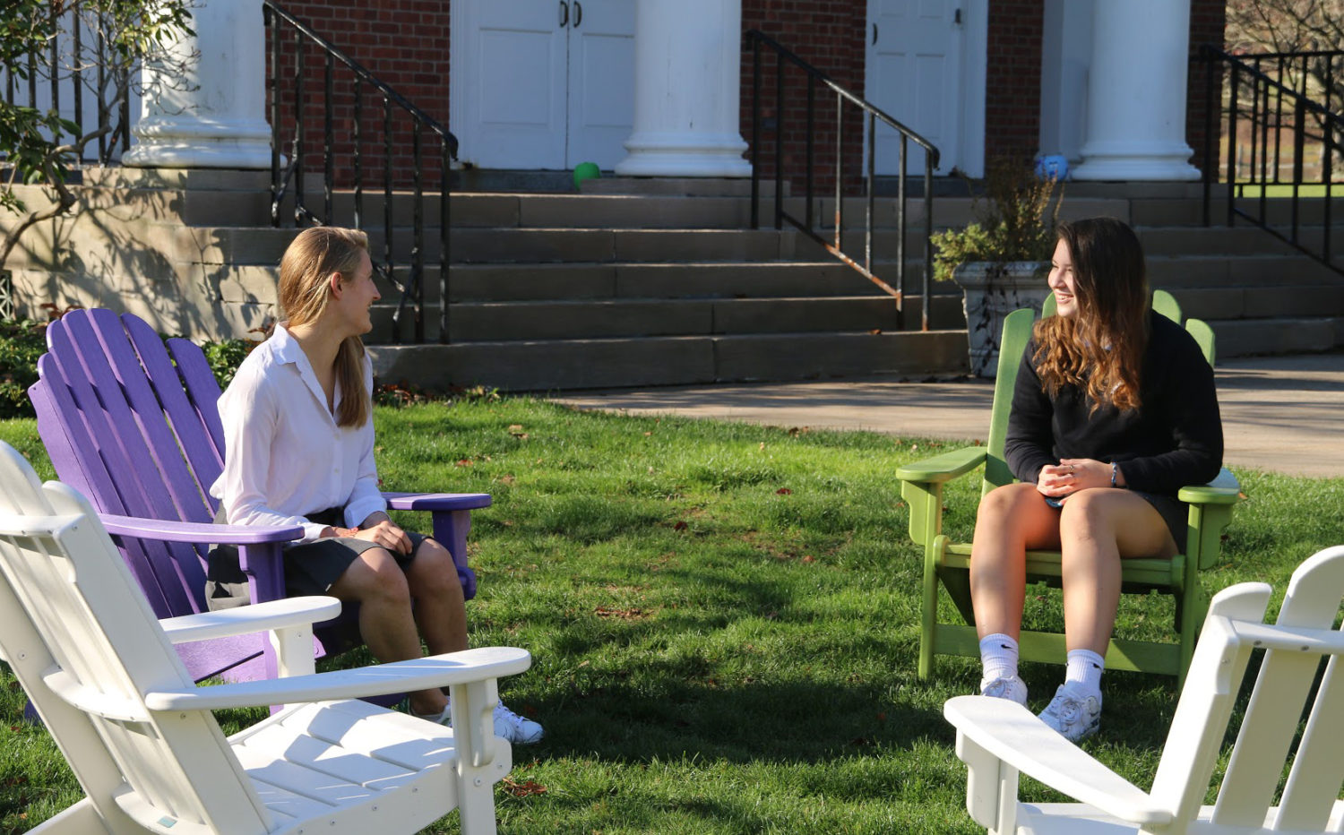 Postgraduate students on the senior lawn