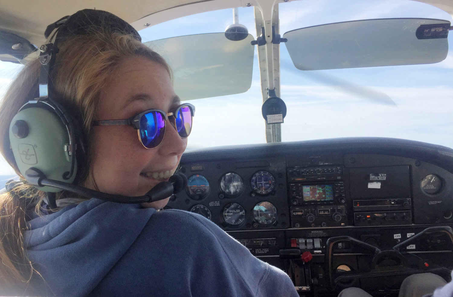 Jordana Doshna flying a plane